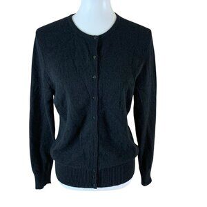 Sutton Cashmere XL Black Button Cardigan Classic Luxury Preppy Minimalist Womens